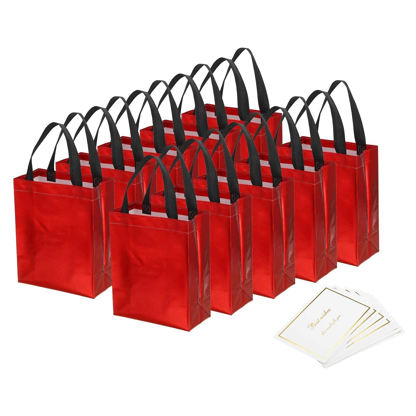 Regalo Bolsas con Tarjetas para Regalos 12 Juego 8" Reutilizables Navidad Rojo