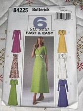 Butterick 6 Styles Sew Fast & Easy Pattern B4225 Misses Dress 14 16 18 Dresses
