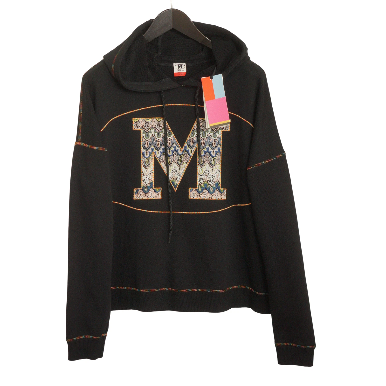 Men Missoni Hoodie Pullover Black Limited Cotton Size M XAB678