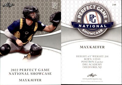 MAX KAUFER 2022 LEAF PERFECT GAME ''National Showcase'' ROOKIE CARD #248