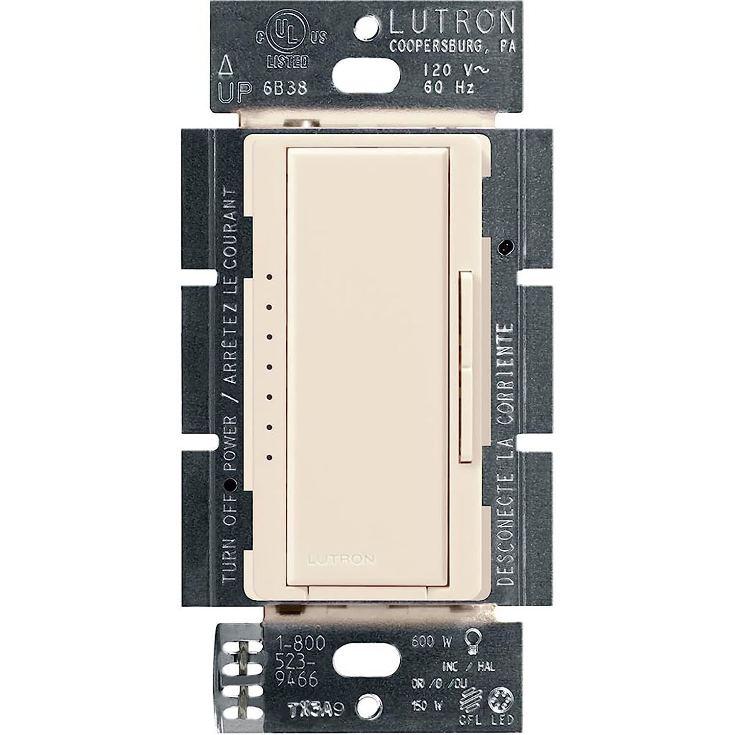 Lutron Maestro LED+ Диммер для светодиодных ламп с регулируемой яркостью - Light Almond - MACL-153M-LA