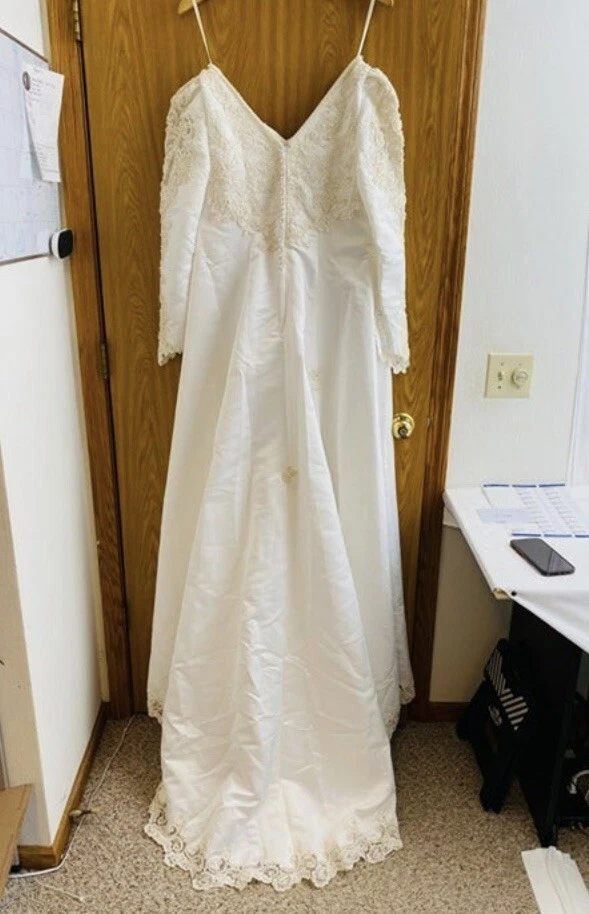 Vestido de novia vintage para mujer talla 10 Alfred Angelo blanco marfil manga 3/4 Foto 4 de 4