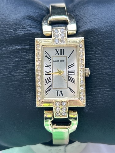 Alexis Bendel Gold Tone Rhinestone Bezel Women’s Tank Watch - 第 1/12 張圖片