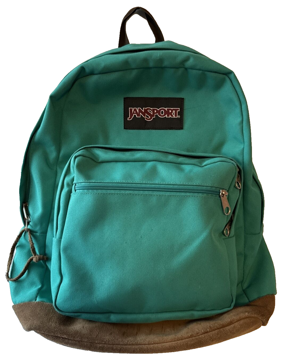 Jansport Originals Leather Bottom Teal Backpack Bag Padded