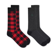 POLO RALPH LAUREN Socks Men's Buffalo Check Boot Socks 2 Pair Pack