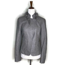 Banana Republic Womens Italian Fabric Tweed Blazer Herringbone Jacket Brown S