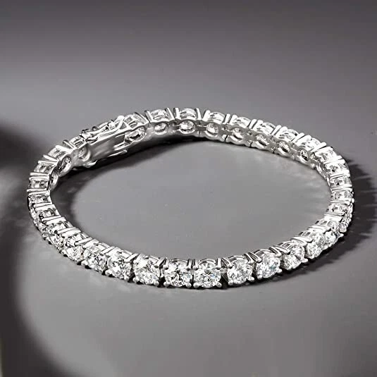 Women's Solid 925 Sterling Silver 4mm Round Cut Clear CZ Tennis Chain Bracelet - Image 4 of 4