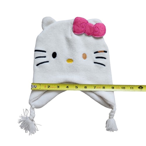 Sanrio Hello Kitty Knit Beanie Bonnet Hat Sewn Eyes Pink Bow One Size - Picture 4 of 12