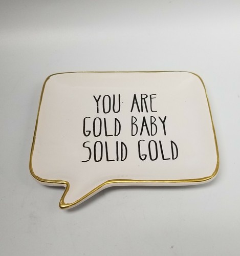 "You Are Gold Baby Solid Gold" Positive Saying Text Trinket Tray Gift white gold - Picture 9 of 12