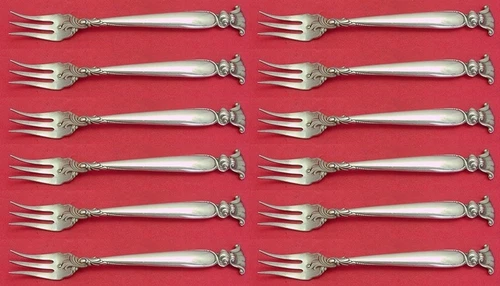 Romance of the Sea by Wallace Sterling Silver Cocktail Fork Set 12 pieces 5 1/2"