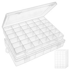 36 Grids Clear Plastic Jewelry Organizer Storage Boxes with Removable Partitions