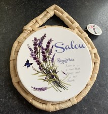 TRIVET POT OR TEA POT STAND CERAMIC & WICKER CIRCULAR 20 CMS DIAMETER