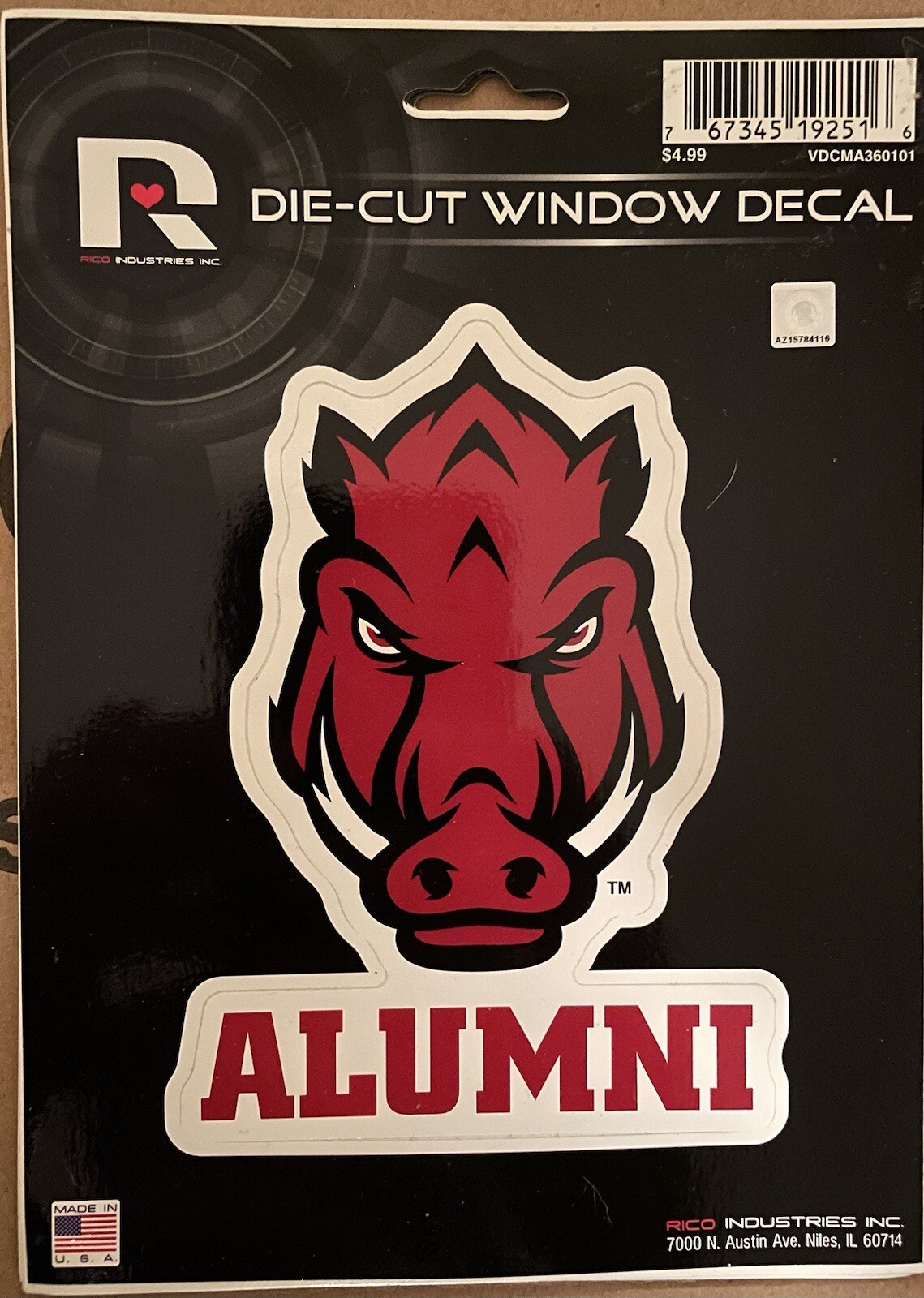 ARKANSAS RAZORBACKS DIE CUT WINDOW DECAL ALUMNI NEW | eBay