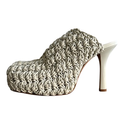 Bottega Veneta Pantoletten Häkel Intrecciato Leder Pantolette Absatz Sandale UK 5 38