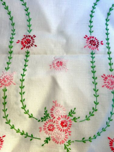SÜSSE VINTAGE BESTICKTE TISCHKOMMODE SCHAL LÄUFER BLUMEN GRÜN ROSA 3 Stück - Bild 2 von 12