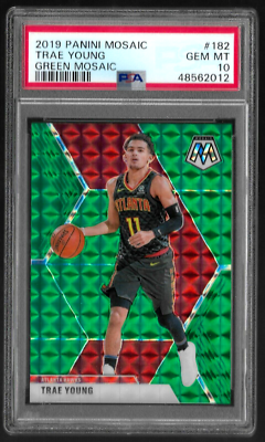 2019 NBAカード Trae Young サイン 10シリ 2019 PANINI MOSAIC BASKETBALL CARD #182 TRAE YOUNG PSA 10 GREEN