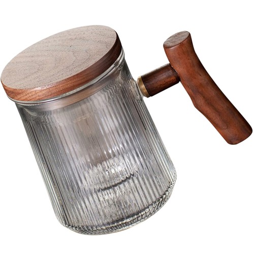 Vertical Pattern Glass Tea Cup Clear Cups with Lid Men and Women