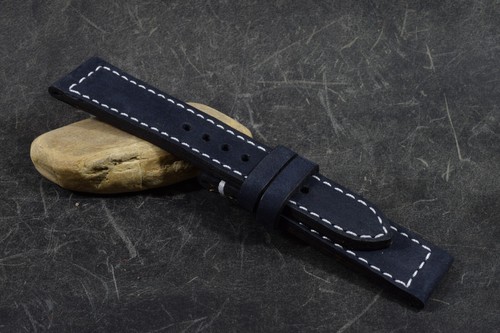 UHRENARMBAND 20/18 115/75 MM SCHWARZ II NUBUCK LEDER HANDMADE MA STRAP 624 - Picture 5 of 7