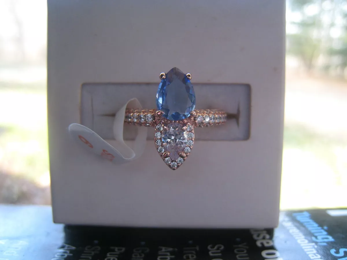 Ring Bomb Party 3848 Lab Created Ice Blue Sapphire Rose Gold size 6