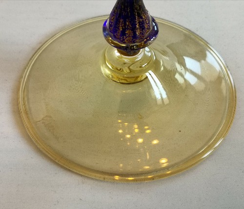 Murano art glass chalice goblet collectible cobalt blue signed Venice italy - Picture 9 of 11
