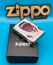 Genuine Brand New 2014 ZIPPO Lighter Rare SCARY WOMAN VAMPIRE Brilliant Chrome