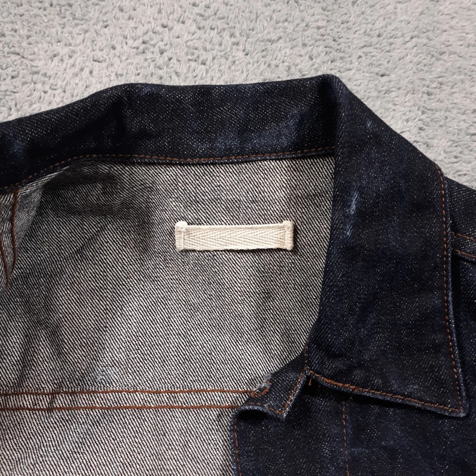 Chaqueta de mezclilla con ribete The Unbranded Brand UB901 para hombre talla pequeña peso pesado Foto 3 de 4