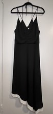 Halston Heritage 8 Black Halter Asymmetrical Dress White Hem