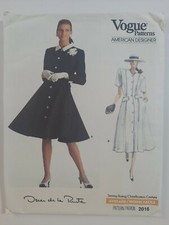 Vintage 80s Vogue Pattern 2016 Oscar De La Renta Flared Dress  6 8 10 Uncut