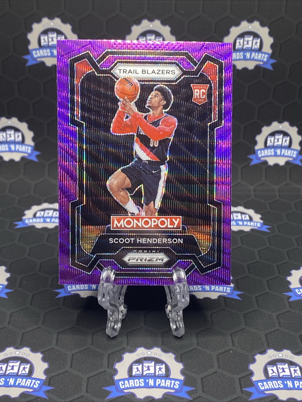 2023-24 PANINI PRIZM MONOPOLY SCOOT HENDERSON PURPLE WAVE PRIZM ROOKIE