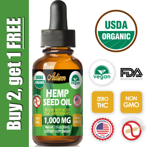 Organic Hemp Oil Drops for Pain Relief, Stress, Sleep (PURE & NATURAL) 1000mg - Picture 1 of 19