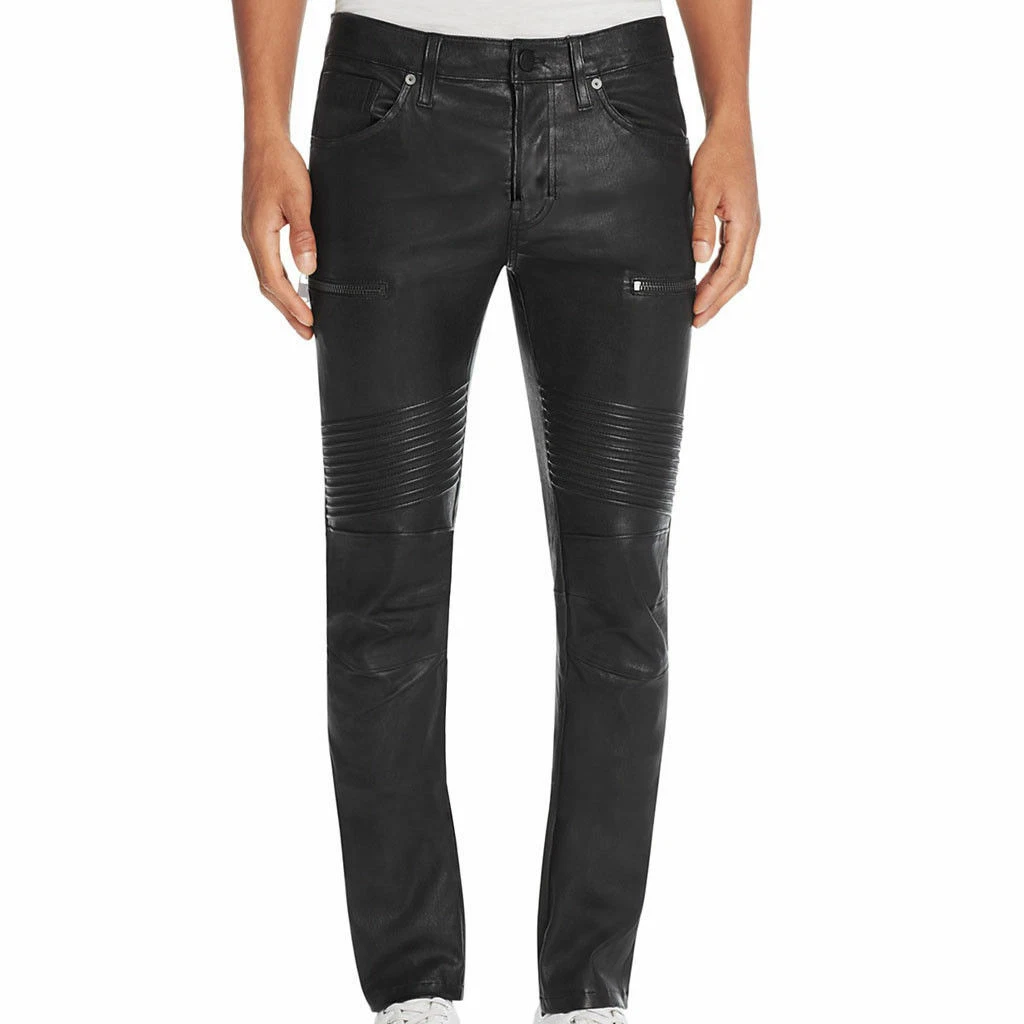 Men's Leather Black Stylish Pant Real 100% Lambskin Slim Fit Causal Leather Pant