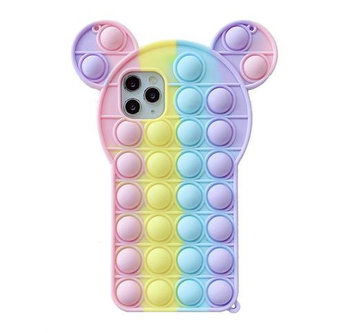 3D MOUSE EARS Pop It Fidget Push Bubble Case For iPhone 12 11 13 Pro Max XR 7 - Picture 2 of 5