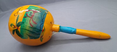 Hand Painted Wooden Maracas Made From Gourds Mexico Percussion Instrument