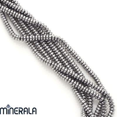 [Großhandel] Silber Farbe Hämatit Edelstein Scheibe Form 4mm Perlen 15.5 ''