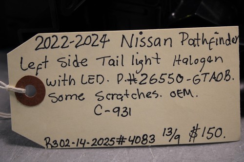2022 2023 2024 NISSAN PATHFINDER LEFT SIDE TAIL LIGHT HALOGEN WITH LED OEM - Foto 9 di 9