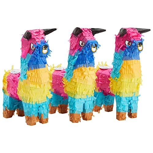 3 Pack Mini Rainbow Bull Pinatas for Cinco de Mayo Party Decorations, Mexican - Picture 2 of 8