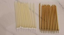 Small Mini Candle x 12 Church Cemetery Taper Dinner 13cmx6mm Gold or Cream
