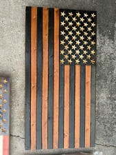 Wooden USA Flag 37 inches long by 19.75 inches tall 
