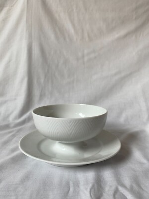 Royal Copenhagen Salto Gravy Sauce Boat Attached Underplate. ca 1967