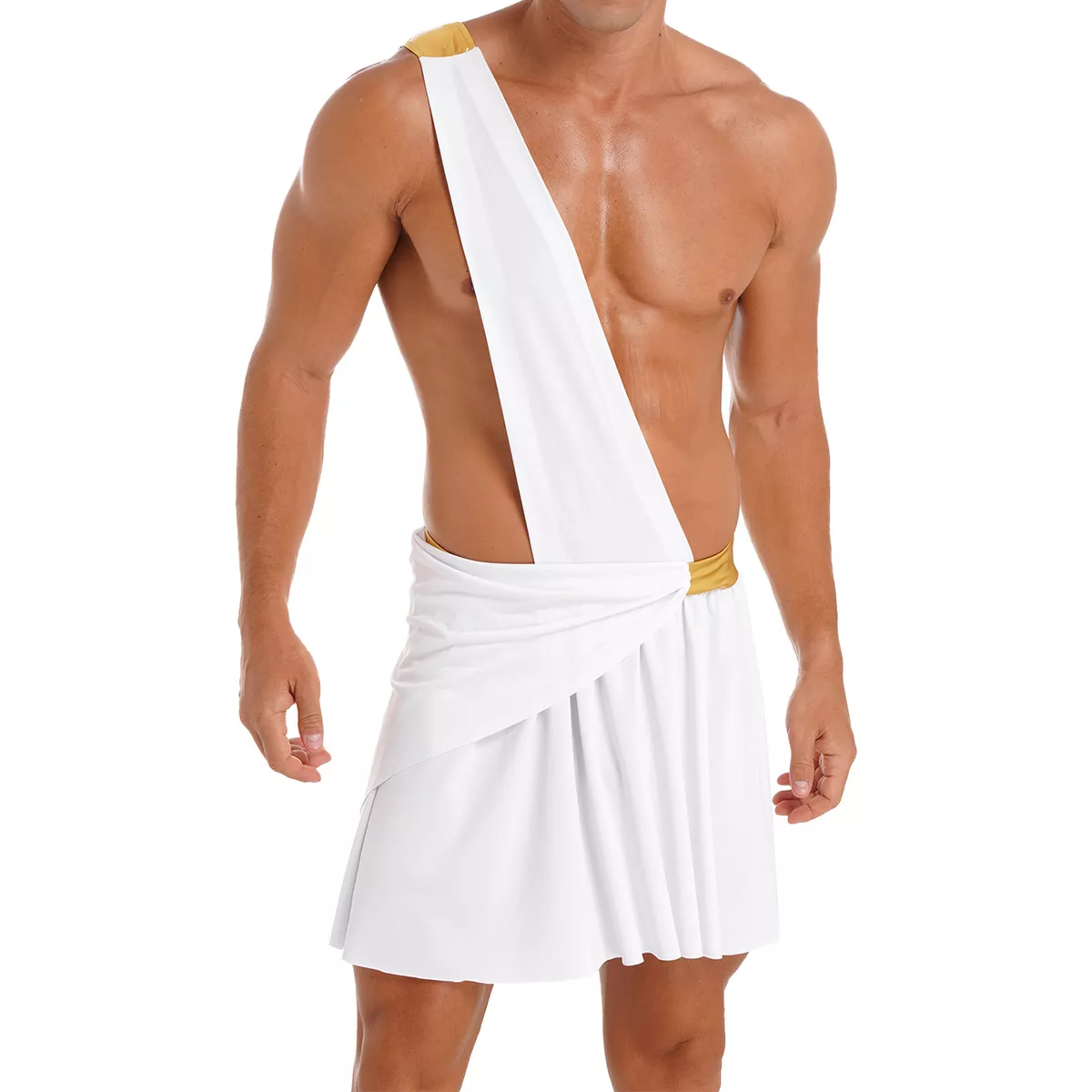 Men s Greek God Costume White Roman Toga Costume Cosplay Role Play