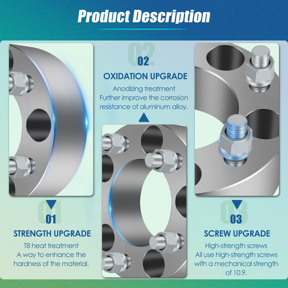 Espaciadores de rueda 2 piezas 2" 5x5 1/2"x20 para Jeep Grand Cherokee Wrangler Commander 2008 Foto 3 de 4