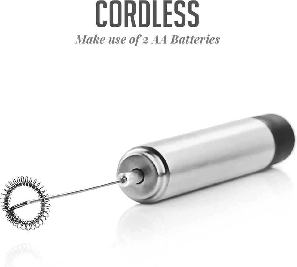 Varita mezcladora espumadora de leche de acero inoxidable eléctrica portátil Ovente negra FRS1020B Foto 3 de 4