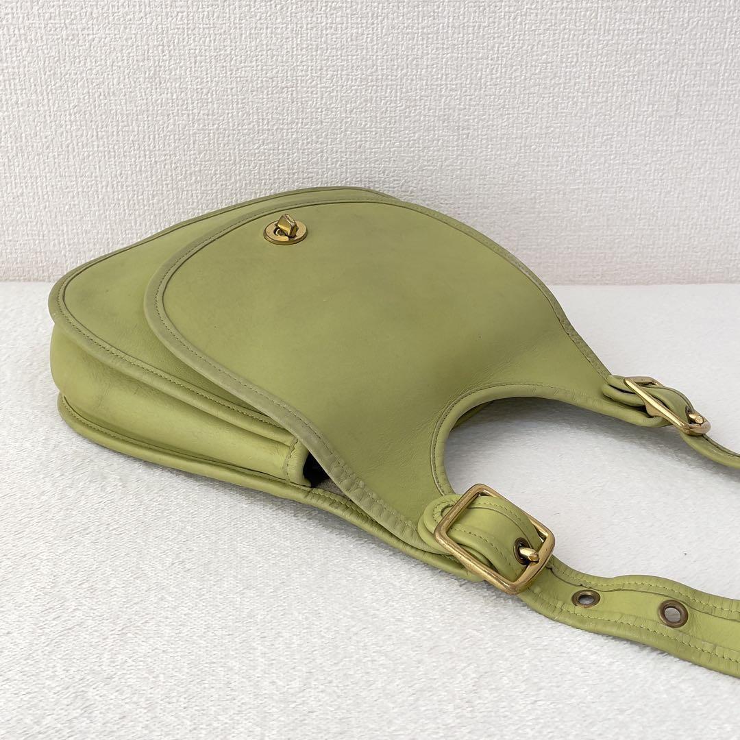 Coach Vintage Saddle Crescent Bag Purse Green 25x26cm Used