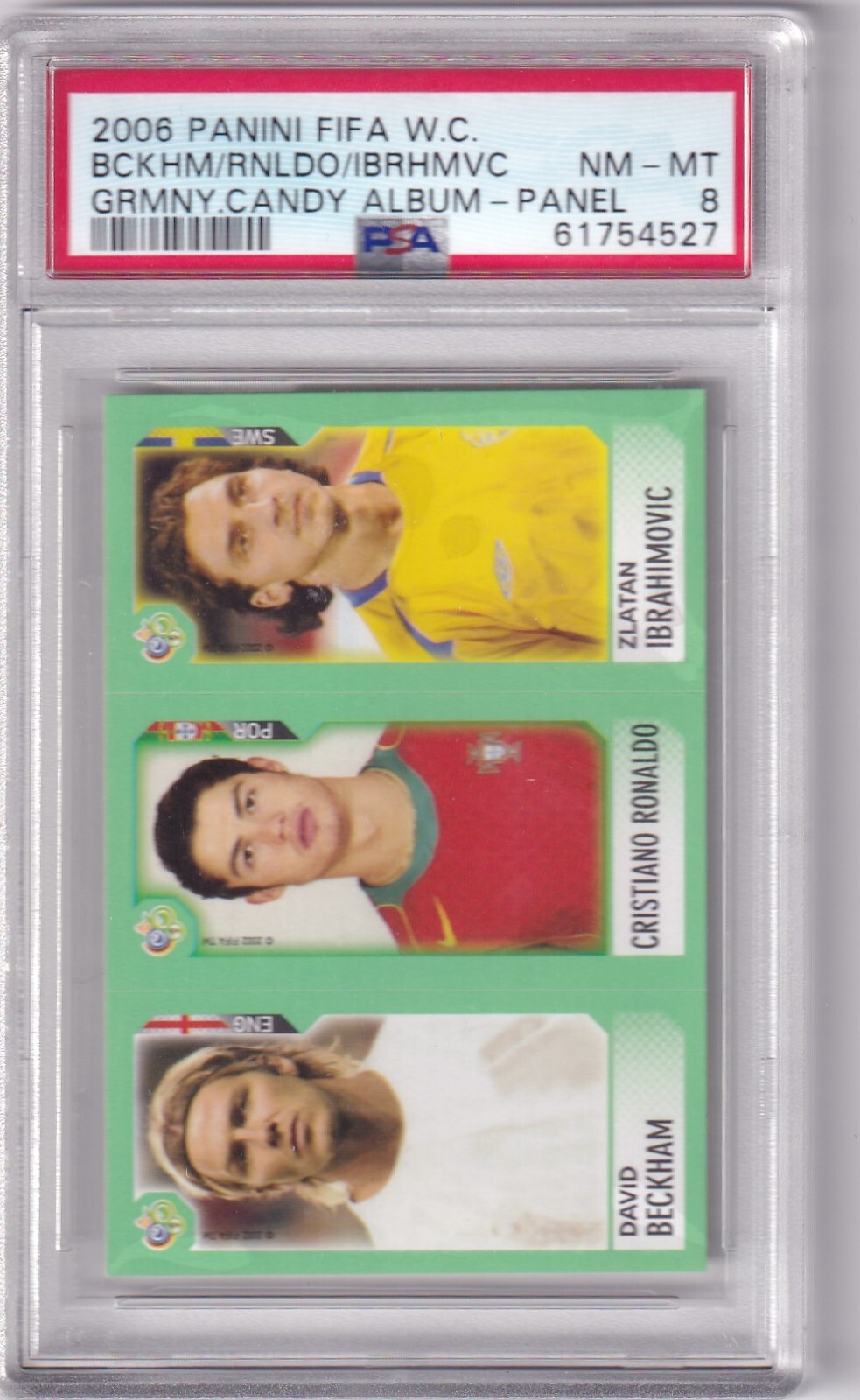 2006 Panini Fifa David Beckham Cristiano Ronaldo Rookie Ibrahimovic PSA 8