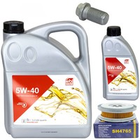 MotoröL Set 5W-40 6 Liter + ÖLfilter Sh 4765 + Schraube FüR Mercedes E-Klasse