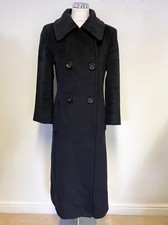 Marella Black Wool & Cashmere Double Breasted Long Coat Size 8