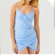 Urban Outfitters baby blue satin body con slip dress. Barely worn! GUC Size XS