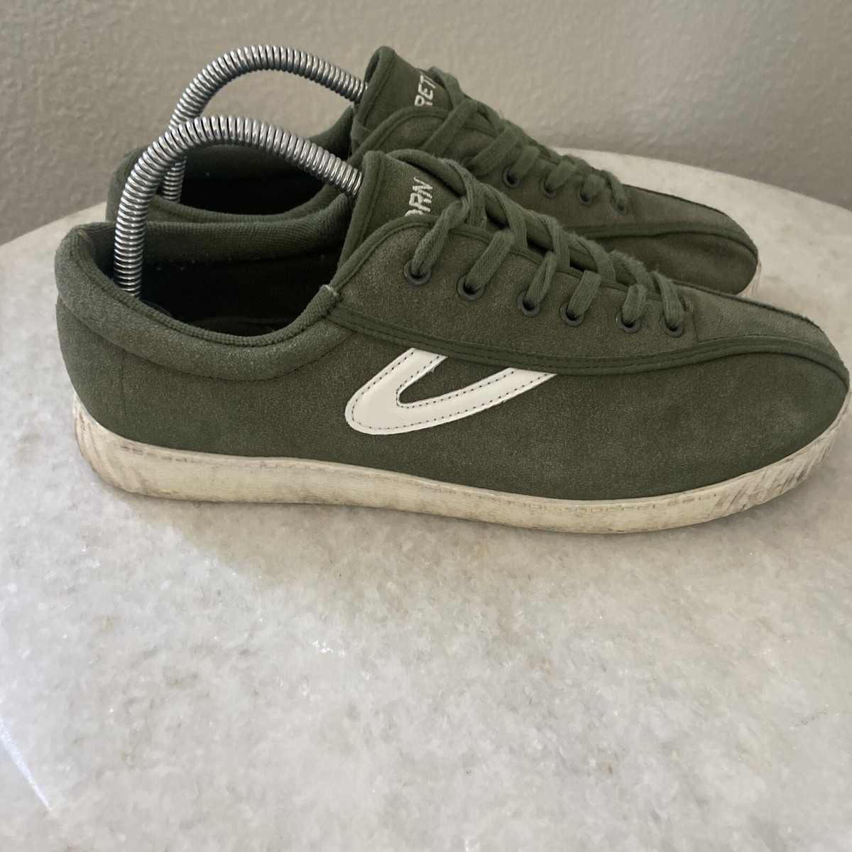 Mens Tretorn Lace-Up Casual Sneakers Nylite Suede Green