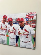 ALBERT PUJOLS YADIER MOLINA ADAM WAINWRIGHT PAINTING Autographed by the artist