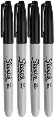 Sharpie Permanent Markers, Fine Point, 1 Count (Pack of 4), White, Black 